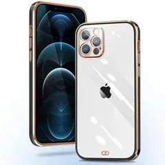 iPhone 12 Pro Max ケース クリア iphone12promax ケース 透明 耐衝撃 カバー TPU 薄型 軽量 落下防止 一体型 人気 全面保護カバー アイフォンケース 型(ブラック) 0