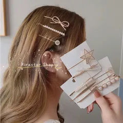 【在庫セール】前髪クリップセット リボンパール お得ヘアピンセット 韓国ドラマ