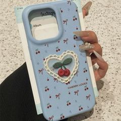 iPhone15 ケース iPhone15Pro ケース iPhone 14 iPhone13 スマホ ケース 韓国 スマホケース ブルー 可愛い チェリー 大人気 おしゃれ 耐衝撃 カバー かわいい  iPhoneケース ProMaxなど対応