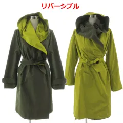 【中古】MAX MARA CITY リバーシブル フード コート 10211154 リボンベルト イタリア製 カーキ うぐいす色 44 マックスマーラ MAX MARA CITY リバーシブル フード コート 10211154