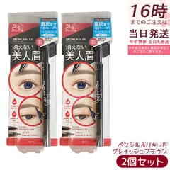 2個セット ブロウラッシュEX ウォーターストロング Wアイブロウ〈ペンシル＆リキッド〉グレイッシュブラウン ウォータープルーフ 耐久24時間 汗水皮脂に強い ナチュラル眉 黒髪向けのサムネイル