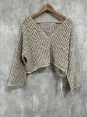 美品 mystic ミスティック タグ付き ショート丈 メッシュ ワイド幅 ニット セーター sizeF/ベージュ ◆■ レディース