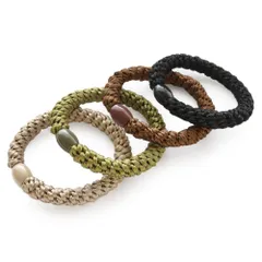 【在庫処分】[ジュエルボックス] JewelVOX ヘアアクセサリー ヘアゴム ロープ風 4色 セット おしゃれ レディース 黒 太め 大人 かわいい 絡まない(Aセット)