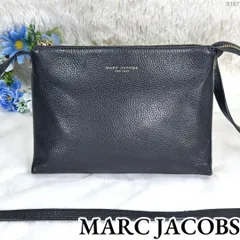 【美品】MARC JACOBS マークジェイコブス ショルダーバッグ ボディバッグ クロスボディーバッグ 肩掛け 斜め掛け レザー 本革 シボ革 ロゴ 型押し ゴールド金具 ブラック 黒