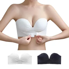 [Olabela] ストラップレスブラ 紐なしブラ 脇高 ノンワイヤー チューブトップ シームレスブラ オフショル 結婚式 インナー 0