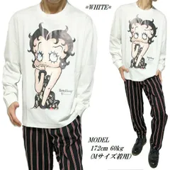 ベティーブープ tシャツ ベティちゃん 服 長袖tシャツ メンズ ベティー グッズ ビッグ/ベティ・ブープ Tシャツ ロンT オーバーサイズ レース/セクシー 長袖 通販 キャラクター ホワイト betty boop M-XL