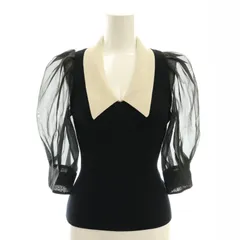 スナイデル SNIDEL 23SS Sustainableシアースリーブニットカラープルオーバー カットソー 五分袖 F ブラック /HK ■OS