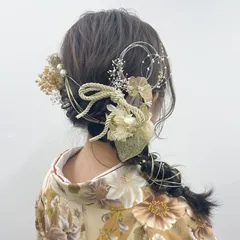 ★和装ヘアアレンジに大人気のセット★成人式/卒業式/七五三/結婚式　水引き/金箔　ヘッドドレス　プリザーブドフラワー