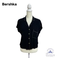 【訳アリ】 Bershka ベルシュカ トップス シャツ 半袖 お洒落 レディース  ブラック M ASS41-49 送料無料 古着