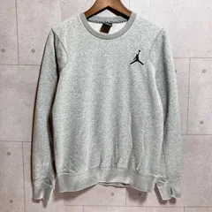 NIKE ナイキ ジョーダン スウェット トレーナー クルーネック プルオーバー トップス M ジャンプマン 刺繍 ワンポイント グレー メンズ SG344-4