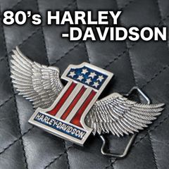 80's Harley-Davidson ナンバーワン ベルトバックル ソリッドブラス H-509 1983年 コピーライト BBB BARON バロンバックル ウィング 星条旗 ビンテージ