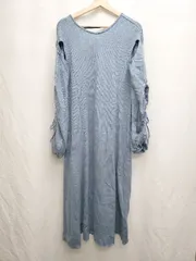 ◇ ⊇ w closet ダブルクローゼット 長袖 ロング丈 ワンピース サイズF ブルー レディース P  【1410230028917】