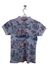 【美品】BEAMS GOLF(ビームスゴルフ) ポロシャツ 白ハワイ柄 レディース S ゴルフ用品 2501-0139 中古