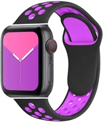 Pellforia アップルウォッチ バンド ベルト シリコン製(黒 x ピンクパープル,  Sサイズ(38/40/41ｍｍ))