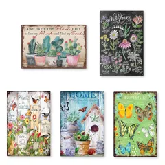 Lezalic ブリキ 看板 ガーデニング 壁飾り 床置き プレート 庭 ガーデン ケア ワーク インテリア レトロ 雑貨 ヴィンテージ風 アンティーク調 (ガーデンver3) [ガーデンver3]