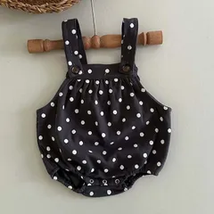 ★3サイズ★ドット柄ロンパース ベビー服 キッズ 男女兼用 サロペット ノースリーブ ロンパース　韓国子供服