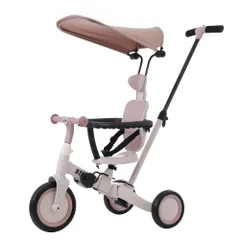 「33%割」 【MS325450 NEW COLOR:ピンク】子供用三輪車 5in1  自転車 オリジナル 押し棒付き 安全バー付き  サンシェード付き のサムネイル