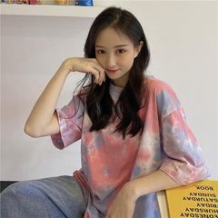 【オーバーサイズ柄Tシャツ】ダイダイ グラデーションプリント カジュアル