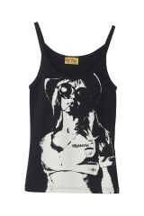 HYSTERIC GLAMOUR ヒステリックグラマー 01251CR06 SMOKE ON THE WATER キャミソール BLACK 正規通販 レディース