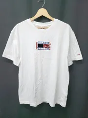 ◇ ⊂ ◎ ●未使用● TOMMY JEANS トミージーンズ タグ付き 刺繍デザイン 半袖 Tシャツ サイズL ホワイト メンズ E  【1507010000253】