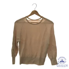 ☆美品☆ COUP DE CHANCE クードシャンス トップス ニット 長袖 リブ レース レディース ベージュ 901-8569 送料無料 古着