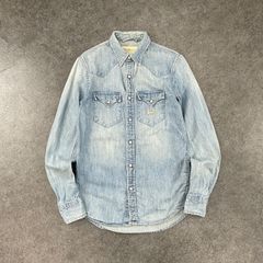 ラルフローレン デニムシャツ ウエスタンシャツ ダメージ加工 グランジ 