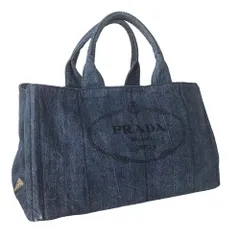 2023年最新】（中古）(プラダ) PRADA カナパ トートバッグ デニム 青