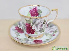 【中古】M▽エリザベサン Elizabethan Jacobean STAFFORDSHIRE カップ＆ソーサー 花柄 フラワー 金彩 (38572)