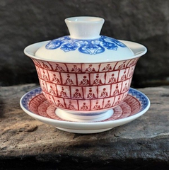 【新品】中国茶器 敦煌青花千仏三才蓋碗 茶器 茶道具 煎茶器