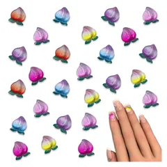 ネイルパーツ 果物 桃 7ｍｍ ミックス グラデーション 100個 ピーチ フルーツ ぷっくり クリア カボション レジン デコパーツ アクセサリー ハンドメイド 手芸 パーツ BD4097