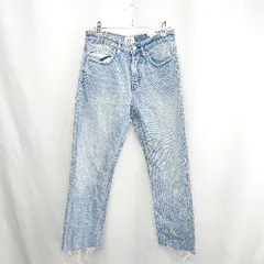 ◇ Θ ZARA AUTHNTICDENIM 裾部分ダメージ加工 ワイドデニムパンツ サイズ36 ライトブルー レディース E  【1502060027861】