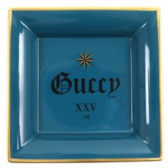 未使用品△GUCCI グッチ 696698 Guccy XXVプリント ポーセリン コイントレイ アクセサリートレイ 小物入れ 皿 ターコイズブルー 箱付き メンズ レディース オススメ◎