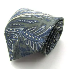 ジェイプレス ブランド ネクタイ 総柄 ペイズリー 幾何学模様 シルク PO メンズ カーキ J.PRESS 【中古】