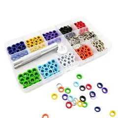 【迅速発送】LIANHATA 両面ハトメキット 10種色400組 レザークラフト 5mm 底鋲 打ち具セット 穴あけ 打ち具 DIY 手作り パーツ 収納ケース付き ベルト バッグ 靴 飾り用