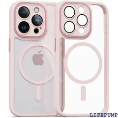 miak iPhone 15 Pro Max ケース レンズガード 一体型MagSafe 対応クリアケース マグセーフ用 マグネット搭載 レンズ保護 4つ角 エアクッション 耐衝撃 TPUとポリカーボネートのハイブリッド 防塵 アルミニウ ンク 国内 1675