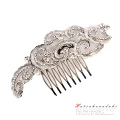 髪飾り 成人式 振袖 袴 花 浴衣 夏祭り 花火大会 和風 キラキラ ラインストーン シルバー おしゃれ かわいい かんざし コーム型 No.9-4360