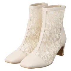 【新品未使用】 Oriental TRaffic オリエンタルトラフィック バックファスナー デザインチュールブーツ ベージュ M【参考価格￥7,900-】