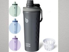 BOTTLE BOTTLE プロテインシェイカー 800ml 大容量 ステンレス水筒 グレー 新品 シェーカーボトル 真空断熱 広口 洗いやすい メモリ付
