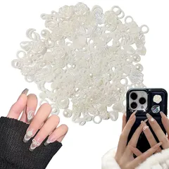 ネイルパーツ 約200個セット 3D 立体 星 花 ハート リボン ネイルパーツ パール クリア オーロラ 蝶 シェル 大きめ ネイルアート デコパーツ ジュエリーパーツ ランダム形 (ベージュ) 1