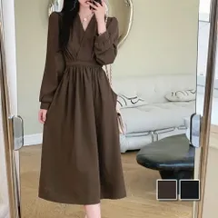 カシュクールワンピース レディース 10代 20代 30代 韓国ファッション カジュアル 大人 上品 無地 シンプル ロング丈 春 秋 おしゃれ 長袖