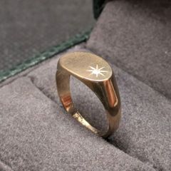 B”18K GF 刻印 シグネットリング イニシャル ピンキー ゴールド