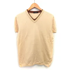 ニールバレット Neil Barrett カットソー Tシャツ レイヤード風 無地 シンプル 切替リブ 半袖 Vネック コットン 綿 ベージュ /HT9のサムネイル