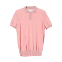 M ZARA(ザラ) ライトピンク 半袖 カラー ニット セーター PK ポロTシャツ ポロ Tシャツ