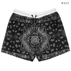 WEIV PAISLEY SWIM SHORTS【BLACK】水着 サーフパンツ ボードショーツ ペイズリー バンダナ スイムショーツ