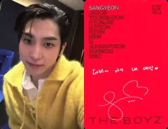 【中古】コレクションカード(男性) THE BOYZ/サンヨン(SANGYEON)/裏面赤・印刷サイン・メッセージ入り/CD「Unexpected」(Photobook/Breakthrough Ver.)封入セルフィーフォトカード