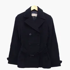 プロポーション ボディドレッシング PROPORTION BODY DRESSING Pコート ピーコート ジャケット ダブル 無地 シンプル ベルト アンゴラ混 ウール混 3 ブラック 黒 /HT18のサムネイル