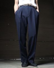 1980s- Towncraft 2tuck wide-straight wool slacks 80年代 タウンクラフト 2タック ワイド ストレート ウール混 スラックス 濃紺 ネイビー W34