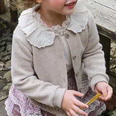 カーディガン　長袖ニット　セーター　アウター　羽織り　上品　フォーマル　おでかけ　あったか　可愛い　子供服　ベビー服　女の子　襟付き　110-150