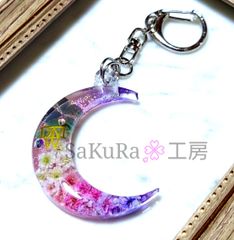☆月夜の桜☆キツネ姉妹 『瑠璃』他レジンキーホルダー計5点