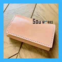革細工　レザークラフト　ハンドメイド　名刺ケース　二つ折りカードケース